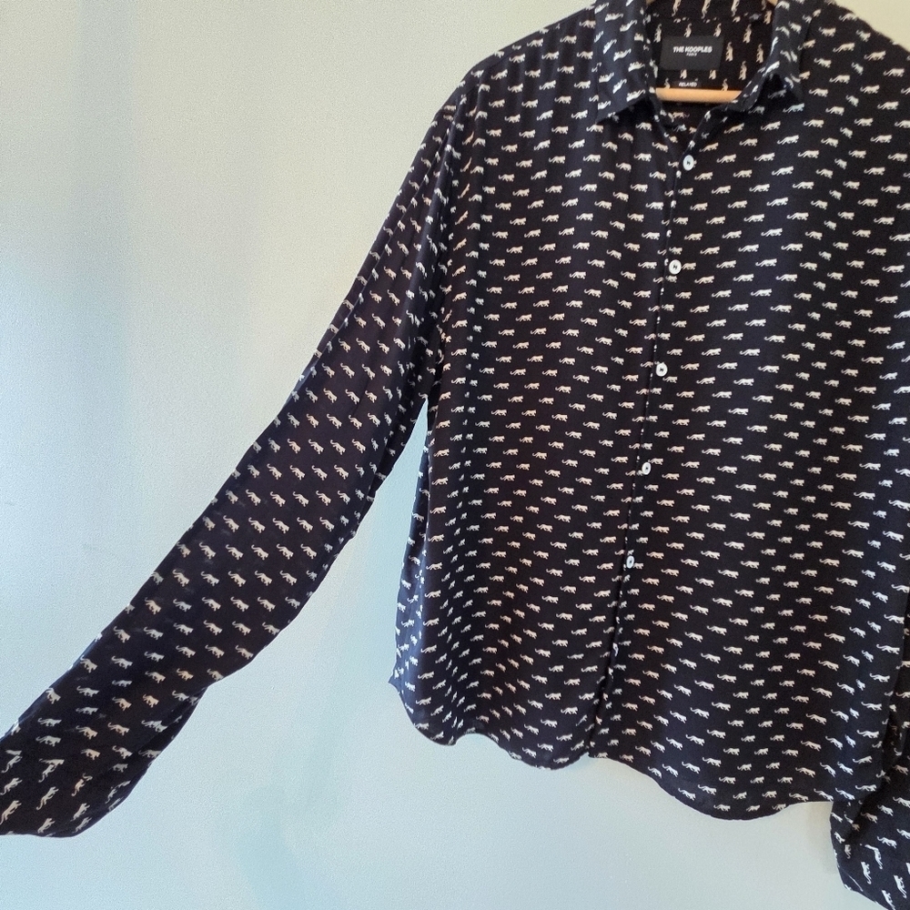 The Kooples Paris Jaguar Print Boho Unisex Long Sleeve Lightweight Shirt Size XL - Picture 3 of 12